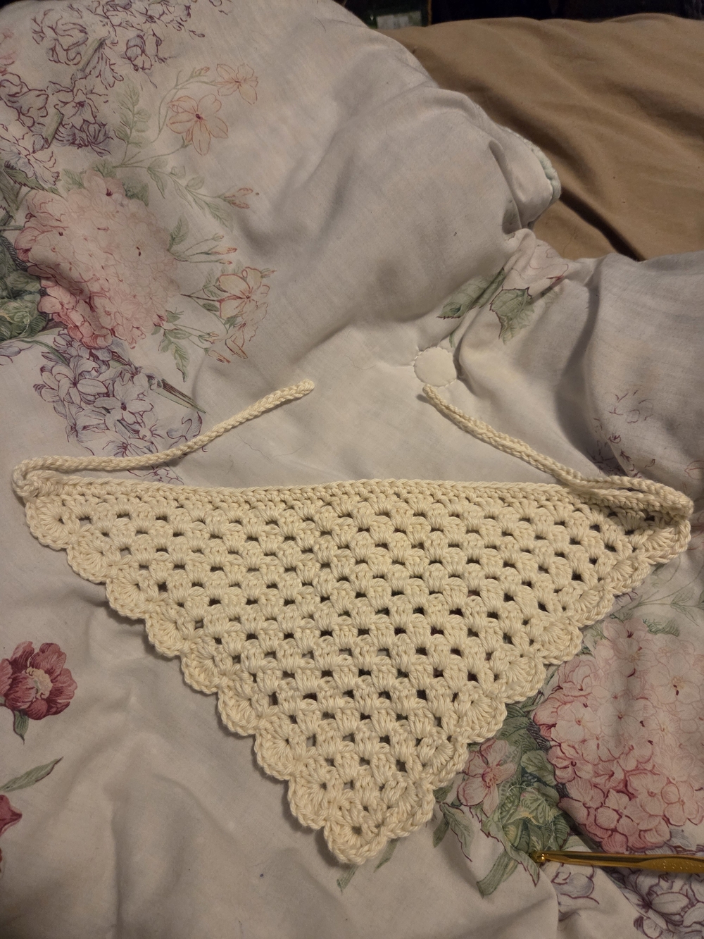 Handmade Crochet Bandana - Cream/Ivory